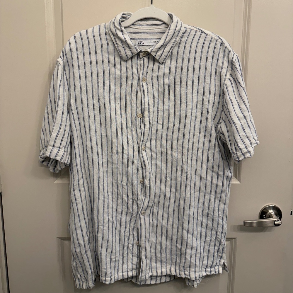 Zara Mens Linen Shirt - L, cream white